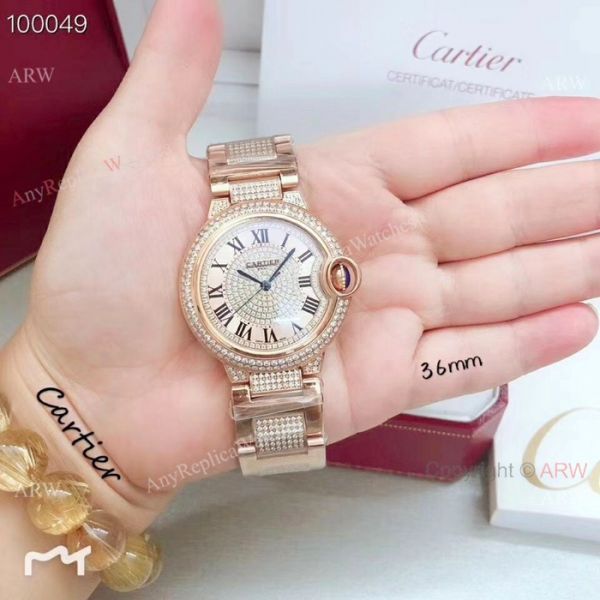 replica Fake Cartier Ballon Bleu Ice Out es 33mm Stainless steel Roman Dial WATCHES 3