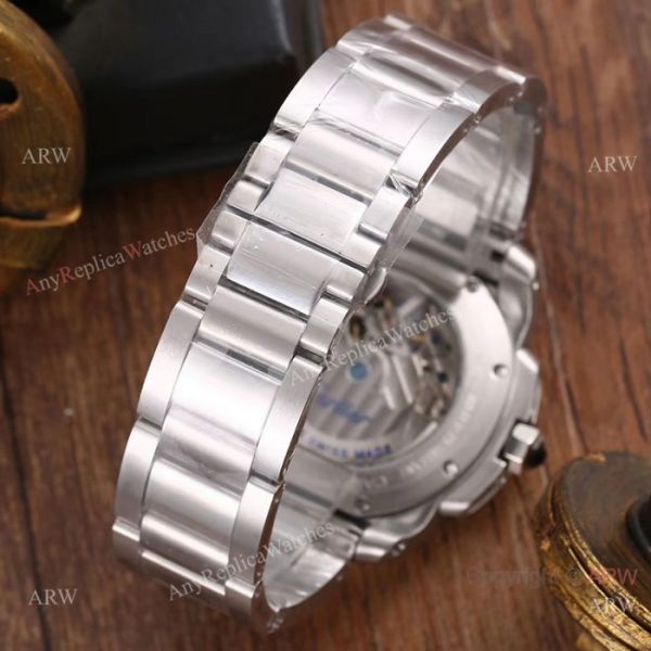replica Calibre De Cartier Tourbillon Stainless steel White Dial es WATCHES 3