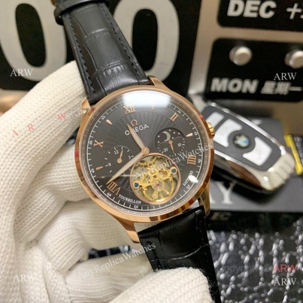 replica New Omega Complications Moon Phase SS Black Dial es 42mm WATCHES 3