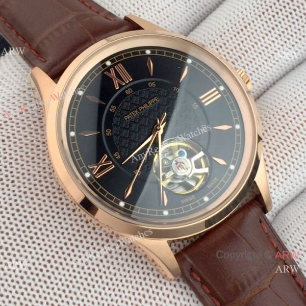 replica Copy Patek Philippe Tourbillon Men Black Case Red Hand WATCHES 3