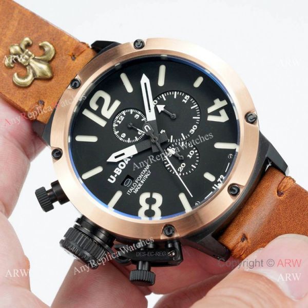 replica U Boat Classico U-72 Rose Gold Bezel Black Dial WATCHES 3