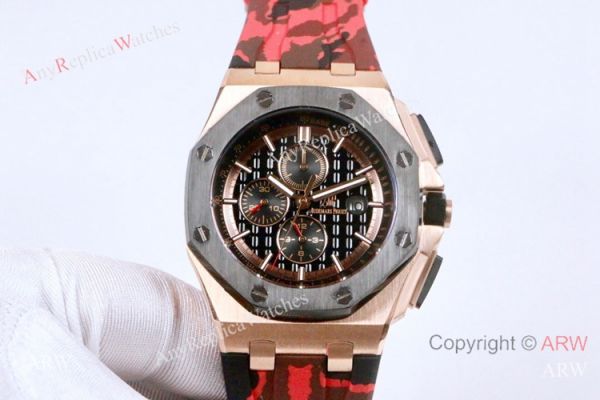 replica Clone Audemars Piguet Royal Oak Offshore 45mm es Brown Face Camouflage strap WATCHES 3