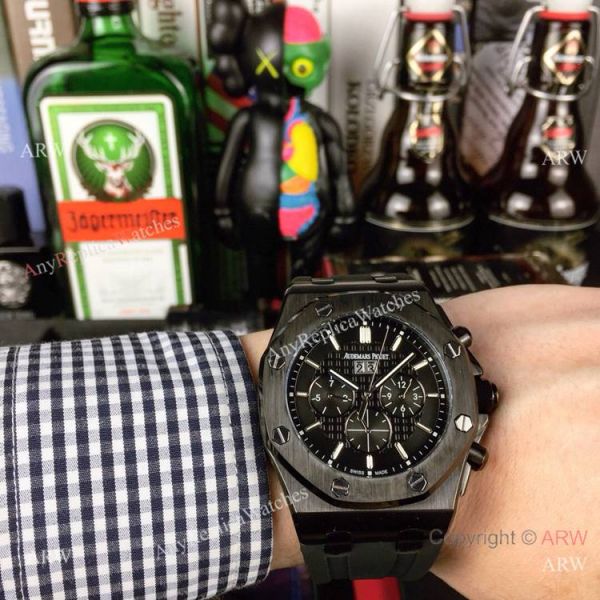 replica Fake Audemars Piguet Royal Oak Automatic Rose Gold Black Dial WATCHES 3