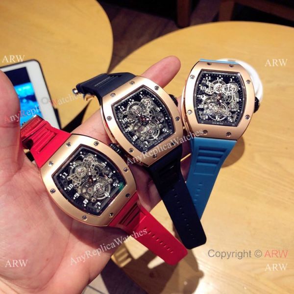 replica Richard Mille Knock off RM 17-01 es Black Case White Rubber Strap WATCHES 3