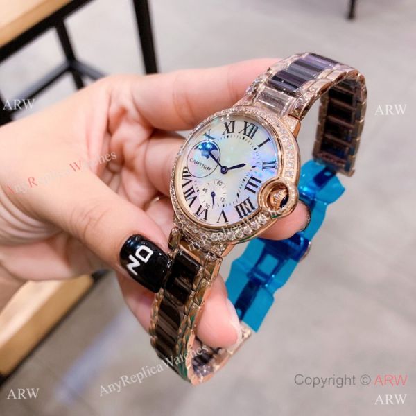replica Copy Cartier Ballon Blue de 36mm Black Ceramic and Rose Gold WATCHES 3