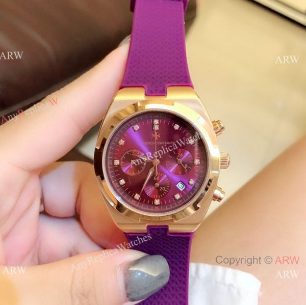 replica Fake Vacheron Constantin Overseas Chrono Rose Gold Silver Dial WATCHES 3