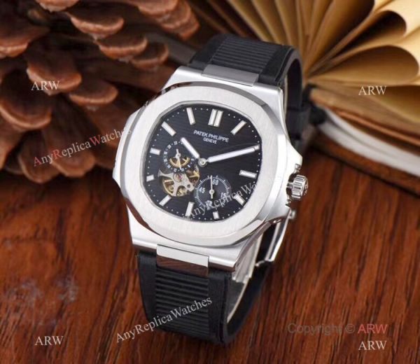 replica Copy Patek Philippe Nautilus Flying Tourbillon 42mm White Rubber Band WATCHES 3