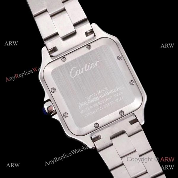 replica Cartier Santos de Cartier Stainless Steel Black Dial Lover WATCHES 3