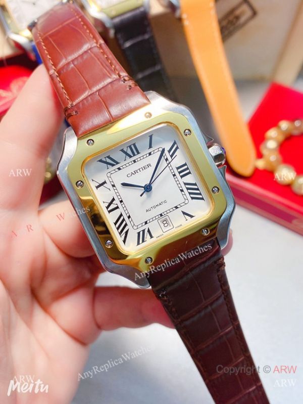replica New Cartier Santos 2-Tone 38mm Automatic Movement WATCHES 3