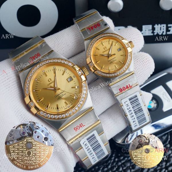 replica AAA Omega Couple Omega Constellation Diamond Bezel Automatic es WATCHES 3