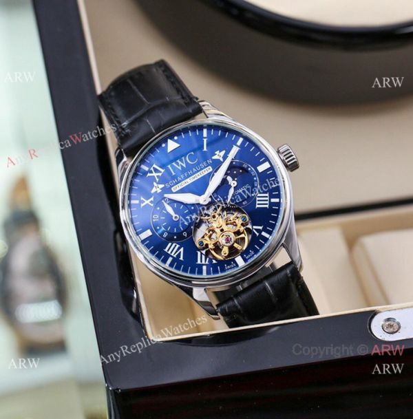 replica New IWC Schaffhausen Complications Men White Dial Brown Leather Strap WATCHES 3