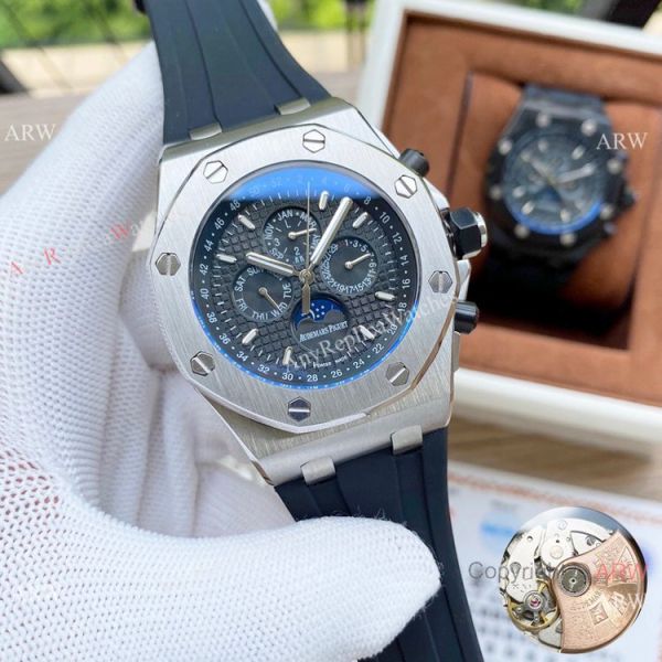 replica Copy Audemars Piguet Moonphase es Black Steel Case WATCHES 3