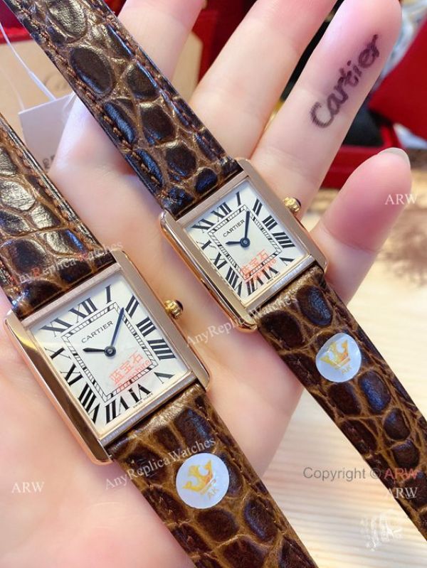 replica NEW! Cartier Tank Solo Couple es White Dial Leather Strap WATCHES 3