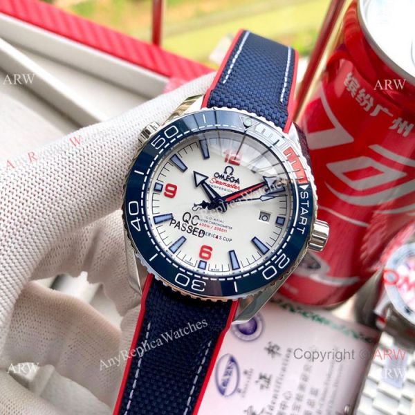replica NEW! Omega Seamaster Planet Ocean 600M Americas Cup Edition Rubber Strap WATCHES 3