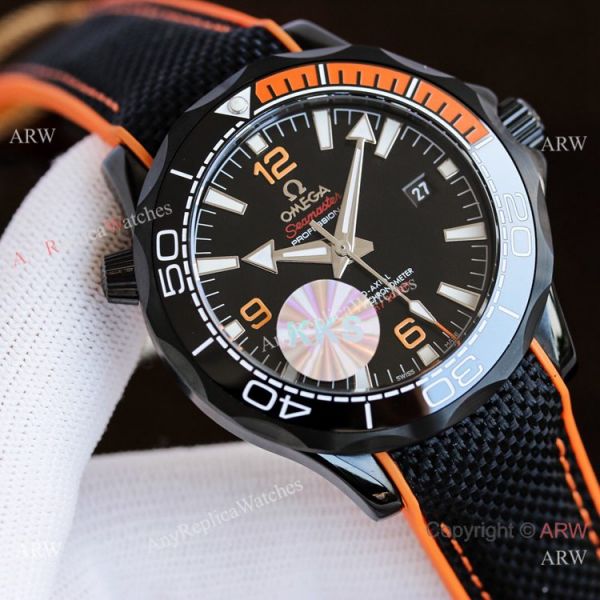 replica Best Quality Copy Omega Seamaster Planet Ocean es Black and Orange WATCHES 3