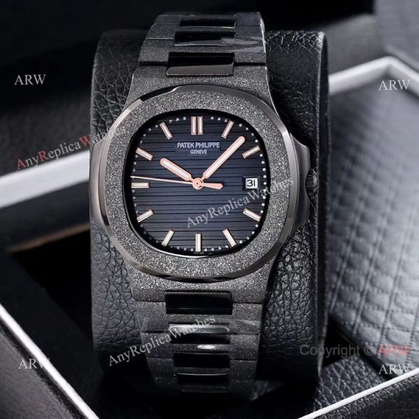 replica Best Patek Philippe Nautilus Frosted Solid Black 40mm WATCHES 3