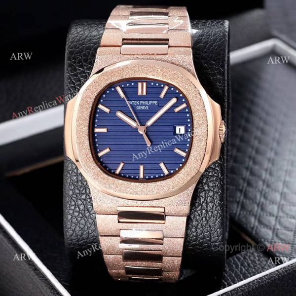 replica Best Clone Patek Philippe Nautilus Frosted Rose Gold es 40mm WATCHES 3