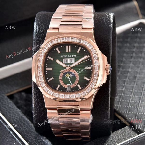 replica Patek Philippe Nautilus Annual Calendar Copy es Rose Gold with Diamond WATCHES 3