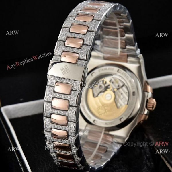 replica Luxury Copy Patek Philippe Nautilus Yellow Gold Full Diamond es WATCHES 3