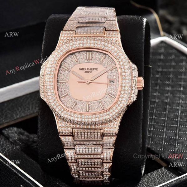 replica Iced Out Patek Philippe Nautilus Automatic Wrist AAA Quality Copy WATCHES 3