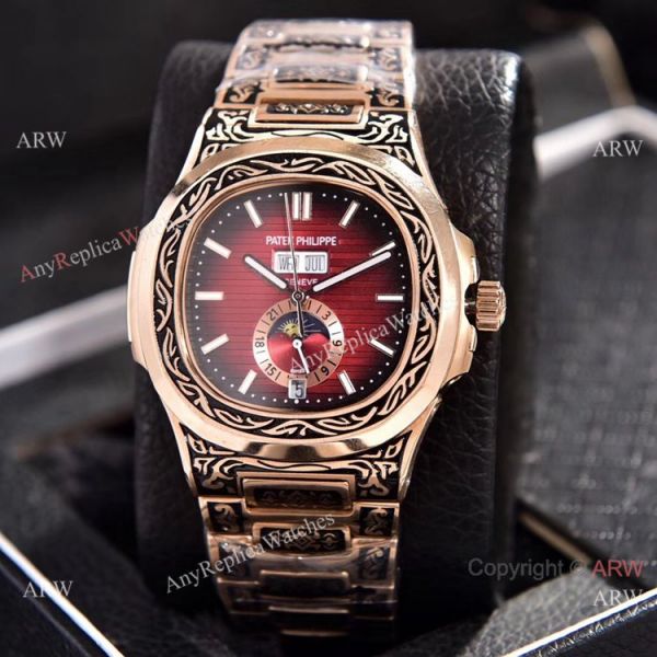 replica Patek Philippe Annual Calendar Copy es Rose Gold Engraving WATCHES 3