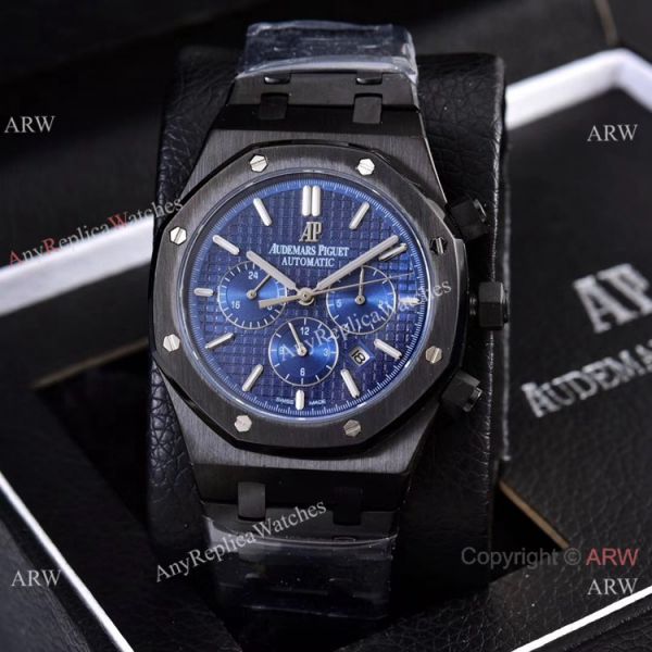 replica Knockoff Audemars Piguet Royal Oak 41mm es Gray Dial Blue Subdials WATCHES 3