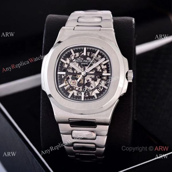 replica Faux Patek Philippe Nautilus Skeleton es Stainless Steel Case WATCHES 3