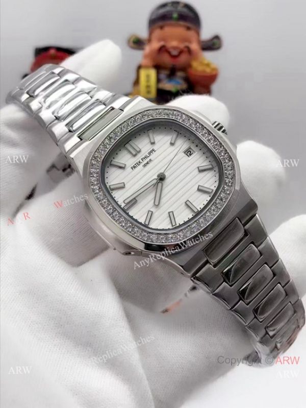 replica Patek Philippe Nautilus Copy Diamond Bezel Stainless Steel 40mm WATCHES 3