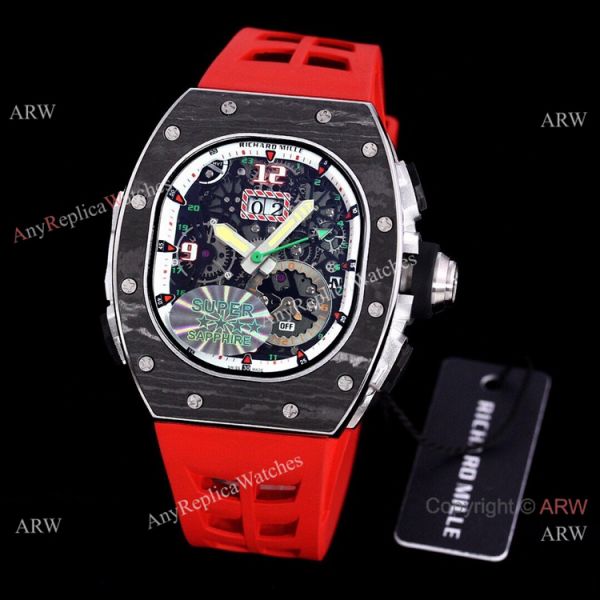 replica Best RM 62-01 Richard Mille Tourbillon Vibrating Alarm ACJ Green Rubber Band WATCHES 3