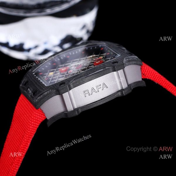 replica Best New Richard Mille RM 27-04 Tourbillon Rafael Nadal Tennis Court Red Fabric Strap WATCHES 3