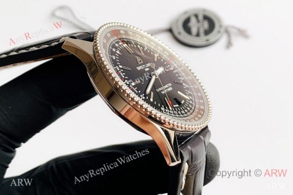 replica V7 Factory Swiss Breitling Navitimer 1 Black Dial Black Leather Strap WATCHES 3