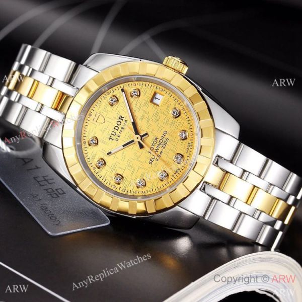 replica Copy TUDOR Glamour Two Tone Black es Automatic WATCHES 3