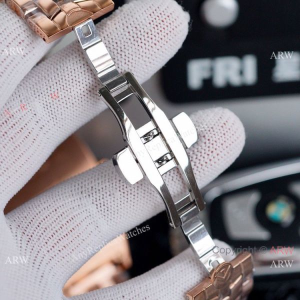 replica Clone Franck Muller Cintree Curvex Flying Tourbillon 43mm Iced Out Rose Gold WATCHES 3