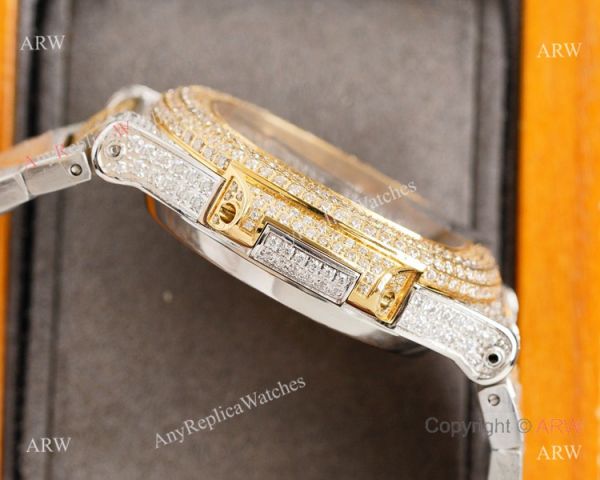 replica AAA Grade Copy Patek Philippe Nautilus Swiss 9015 40mm Gold Diamond Dial 2-Tone WATCHES 3