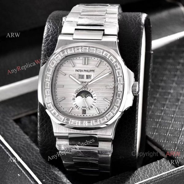 replica Patek Philippe Annual Calendar Copy es Stainless Steel with Diamond 40mm WATCHES 3