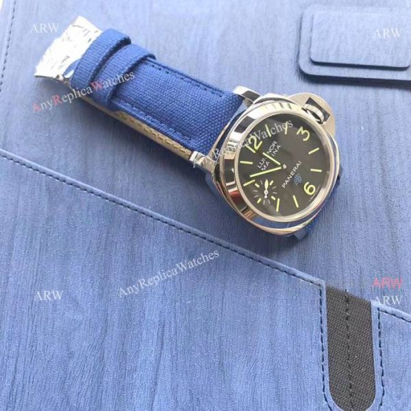 replica Panerai PAM 777 Panerai Luminor Marina Blue OP Logo W Blue Canvas Strap WATCHES 4