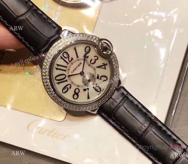 replica Womens Fake Cartier Ballon Bleu Diamond Bezel 36mm WATCHES 4