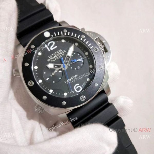 replica New Copy Panerai Submersible Flyback SS Black Bezel PAM615 WATCHES 4