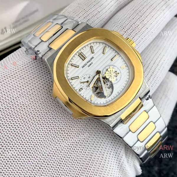 replica High End Patek Philippe Nautilus White Face Tourbillon Copy For Men WATCHES 4