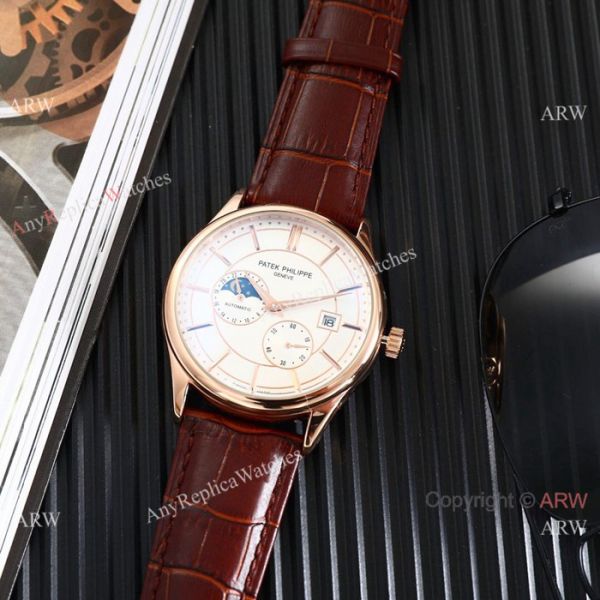 replica High Quality Patek Philippe Moonphase Two Tone Rose Gold Black es 40mm WATCHES 4