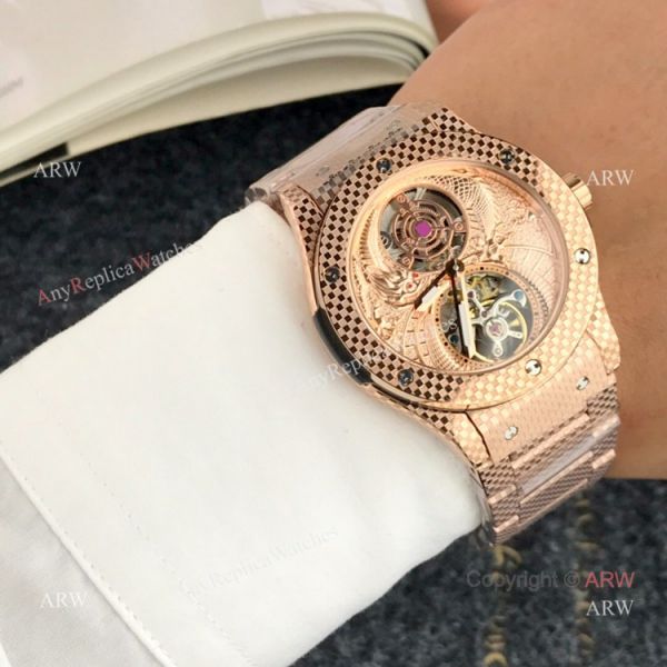 replica High Quality Hublot Classic Fusion Tourbillon Men Rose Gold WATCHES 4