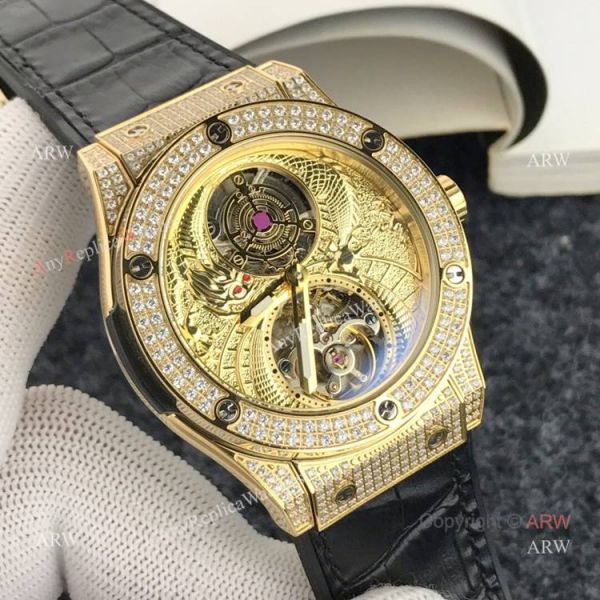 replica Best Hublot Classic Fusion Tourbillon Iced Out Hublot Knock off WATCHES 4