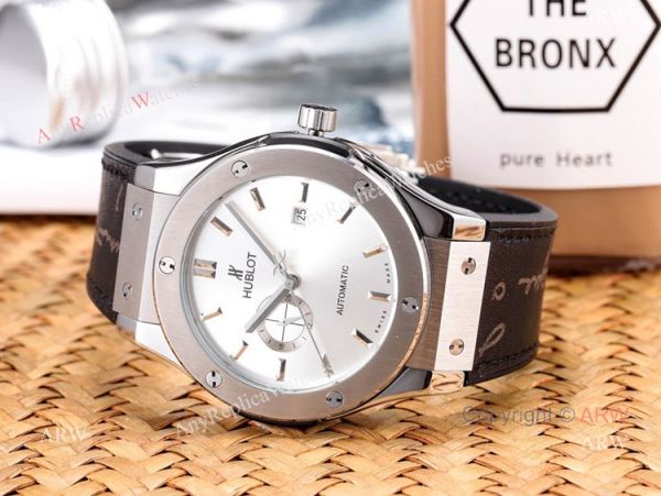 replica Copy Hublot Classic Fusion Men Black Plated Silver Dial WATCHES 4