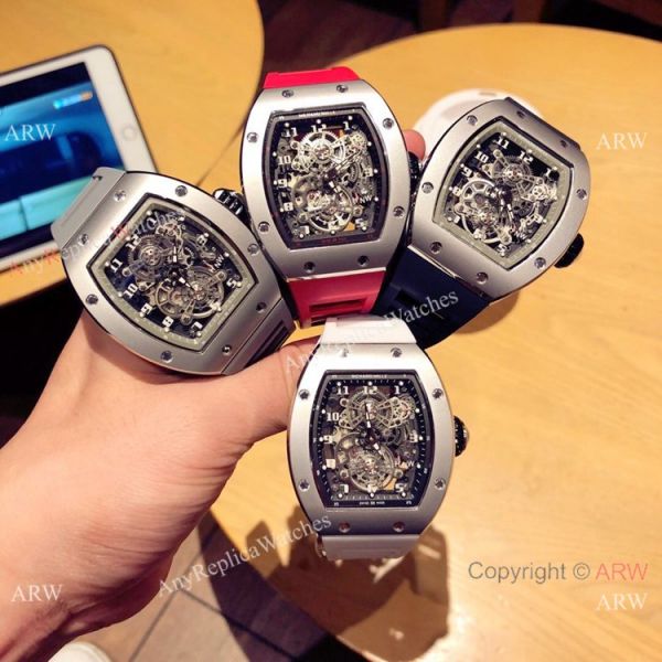 replica Richard Mille Knock off RM 17-01 es Black Case White Rubber Strap WATCHES 4