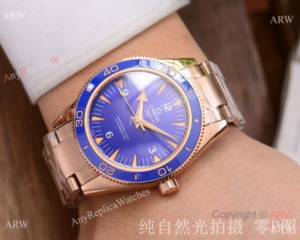 replica Omega Seamaster 300 Spectre 2-Tone Blue Ceramic WATCHES 4