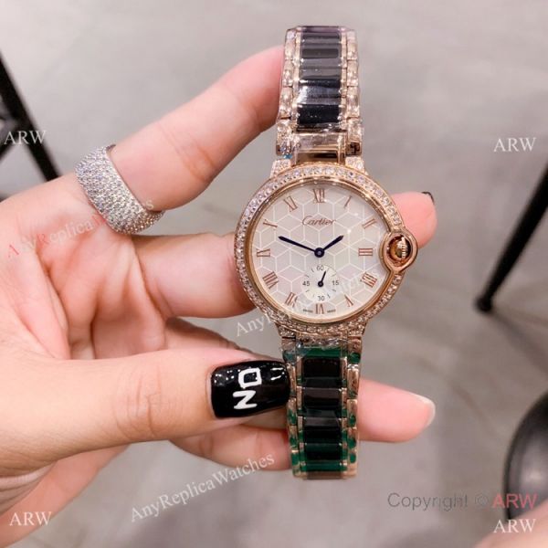replica Cartier Ballon Bleu de 36mm Quartz Black Ceramic Silver WATCHES 4