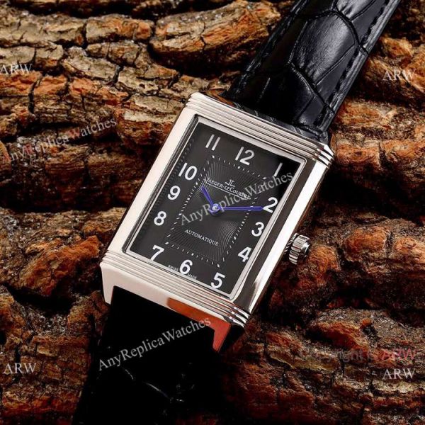 replica New Copy Jaeger-LeCoultre Reverso Classic 46mm Stainless Steel Black Face WATCHES 4