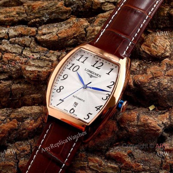 replica Copy Longines Evidenza Men es Black Dial Black Leather Strap WATCHES 4