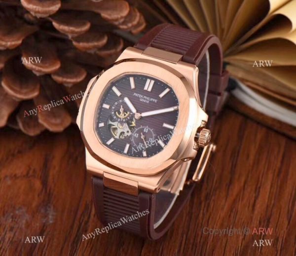 replica Copy Patek Philippe Nautilus Flying Tourbillon 42mm White Rubber Band WATCHES 4
