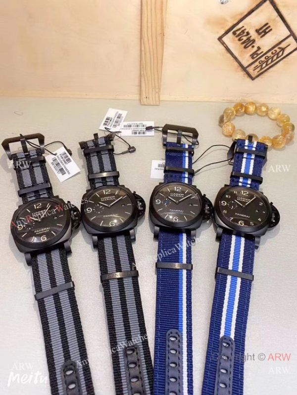 replica New Copy Panerai Luminor Marina Nato Strap Black Case es WATCHES 4